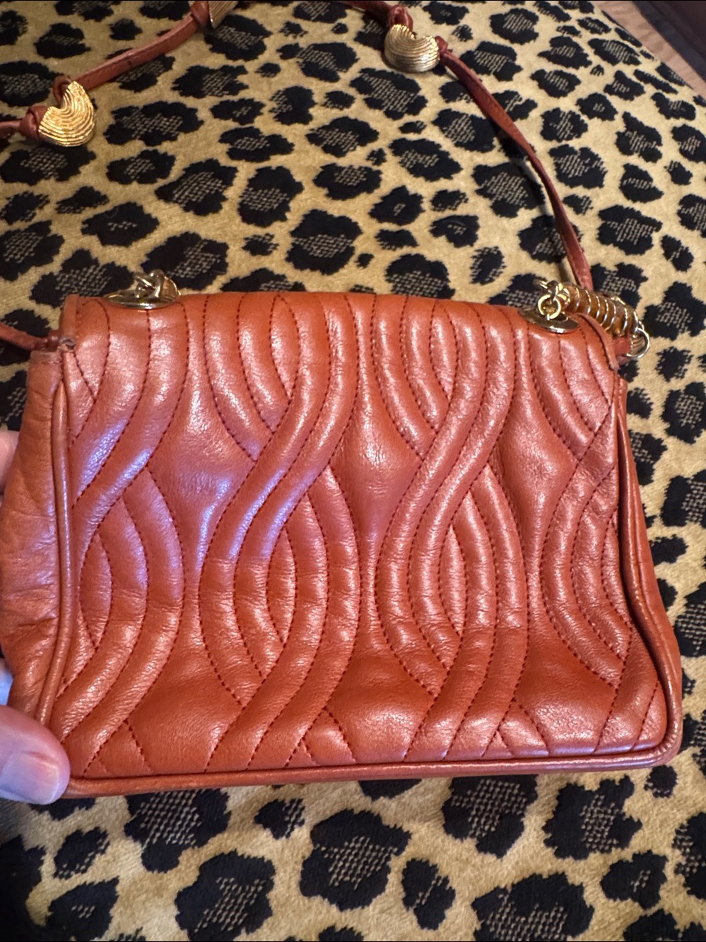 Fendi Brown Quilted Leather Crossbody with Gold Pasta Chain Accents - Picture 5 of 16